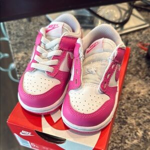 Nike Pink and White Low-Top Sneakers